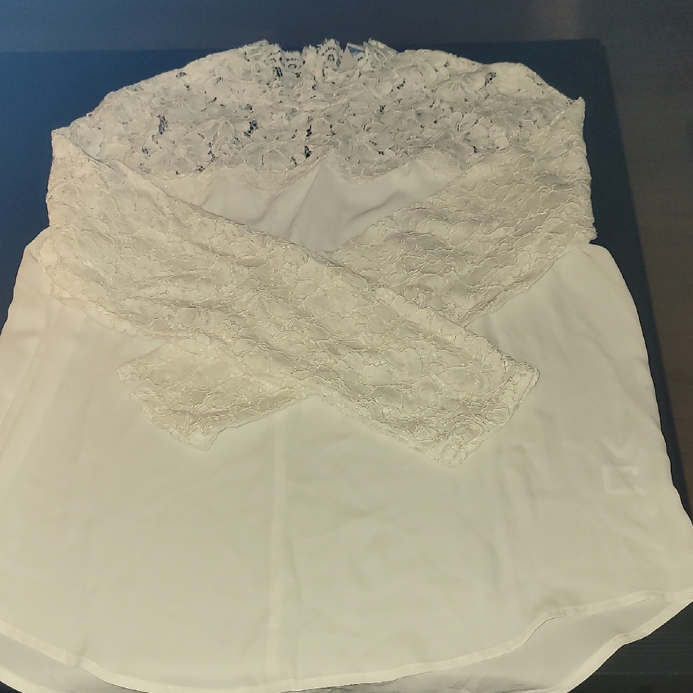 Belle Sky White Lace Blouse